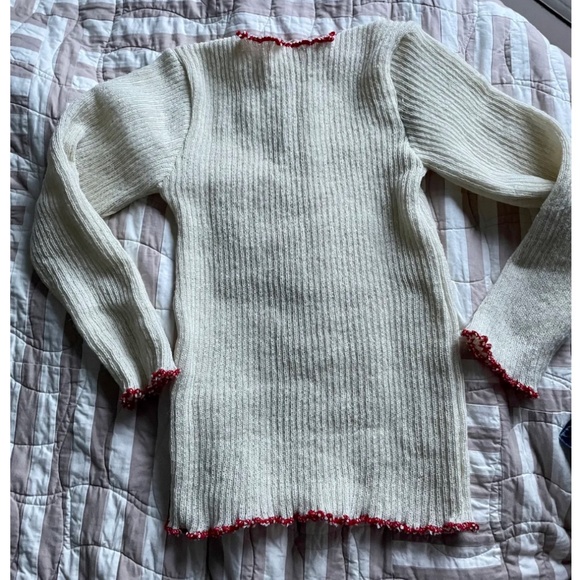 Nonna Lietta Rib Red Ruffle woolen base layer - Picture 2 of 2